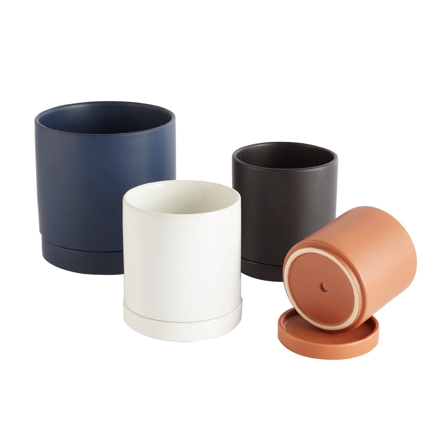 Carlotta Ceramic Pot Planter, 7" H x 7" W x 7" D, Black