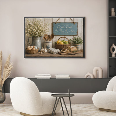 Good Food In This Kitchen Rustic Farmhouse Kitchen Decor Framed Canvas Master Bedroom Wall Art Work Print