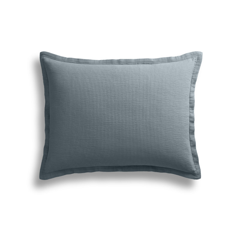 Ripple Coverlet Set, Queen Bedspread + 2 Queen Shams, Gray Blue/Putty