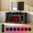 Cletus Farmhouse 70''W Fireplace TV Stand with Glass Doors/Adjustable Shelves, DarkOak-1300785980
