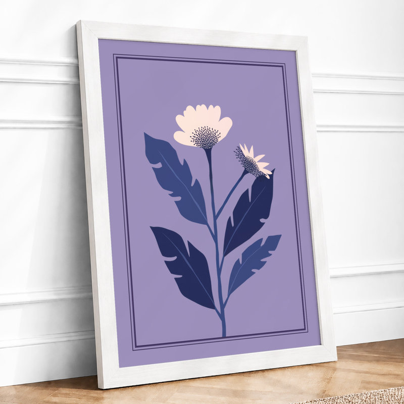 Twin Blooms Botanical - Framed Print, A2 - 59.4 x 42.0 cm, White