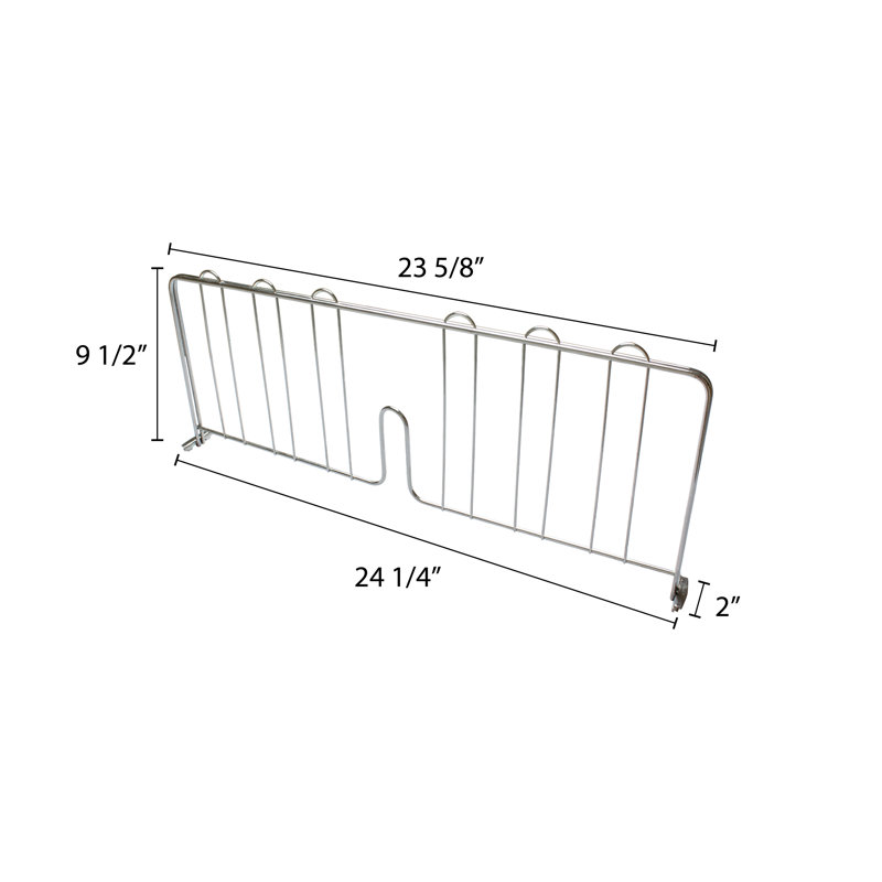 Séparateur de tablettes à pression, H 9,5 po x l 2,13 po x P 24,38 po, Chrome