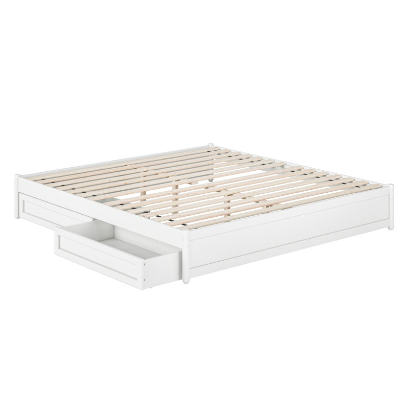 Lit avec rangement Lamariah, Blanc, Très grand