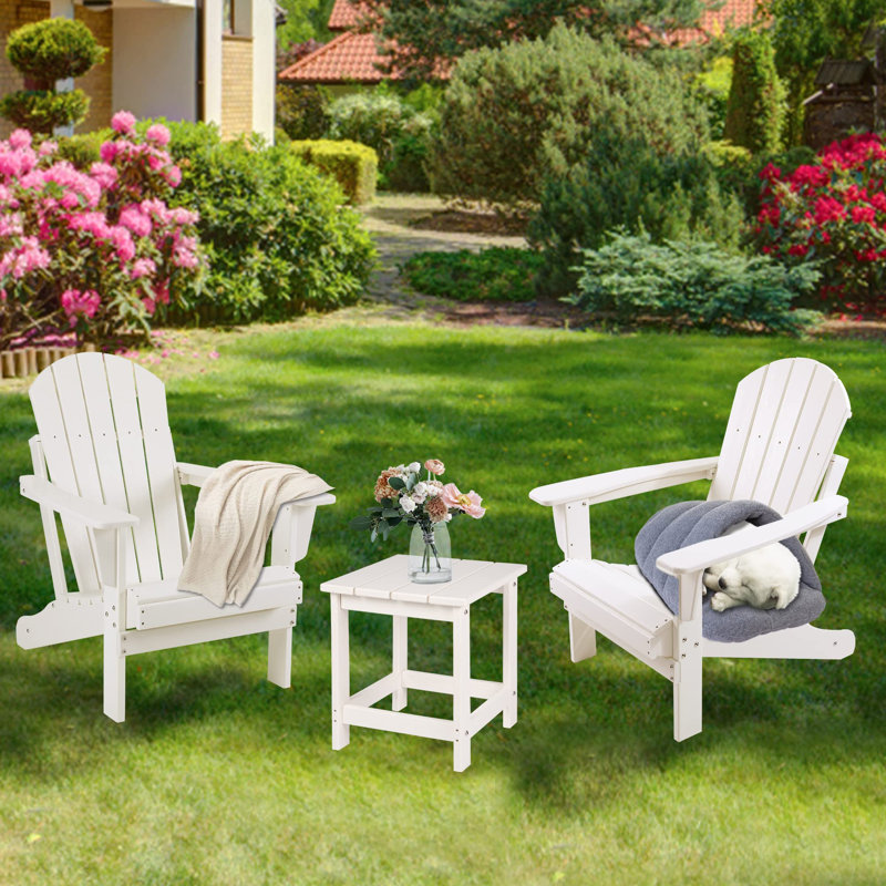 Adirondack Square Outdoor Side Table, Pool Composite Patio Table,HDPE End Tables For Backyard,Pool, Indoor Companion, Easy Maintenance & Weather Resistant(White)