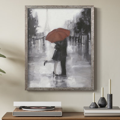 «Caught in the Rain», reproduction encadrée - bois massif