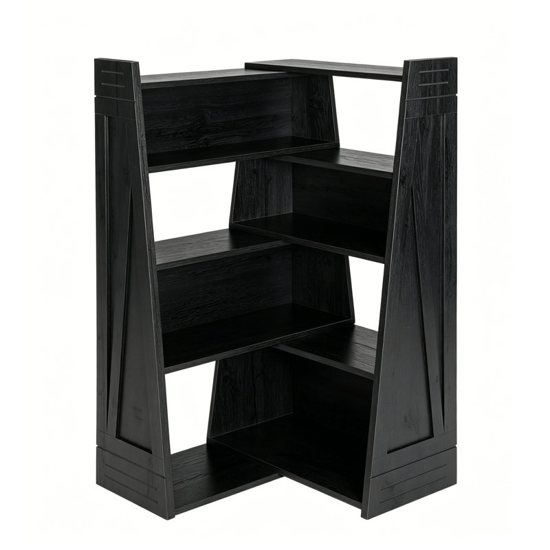 Foldable bookshelf, Black Woodgrain