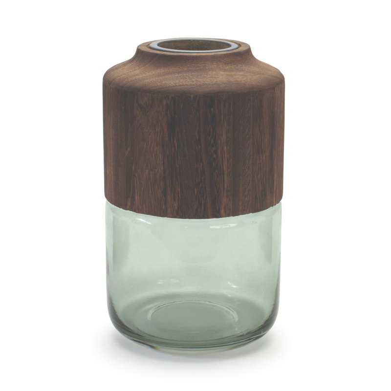 Bradon Glass Table Vase, 11" H x 6.5" W x 6.5" D, Brown/Green
