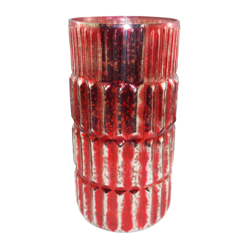 Vase en verre au mercure - 6 po de diamètre x 12 po - rouge