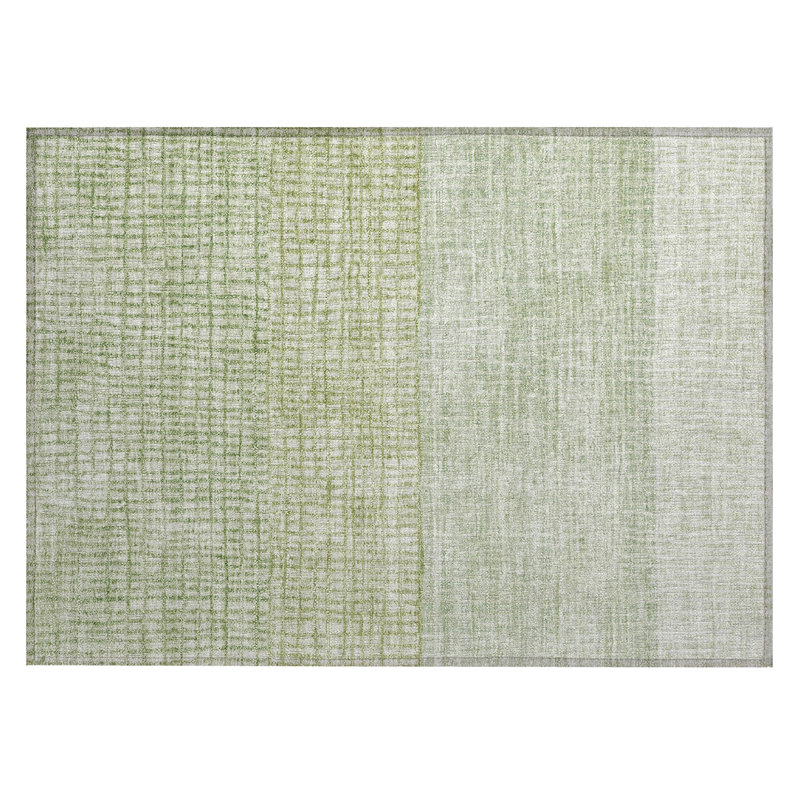 Machine Washable Indoor/Outdoor Xhevrie Sage Rug, Rectangle 1'8" x 2'6"