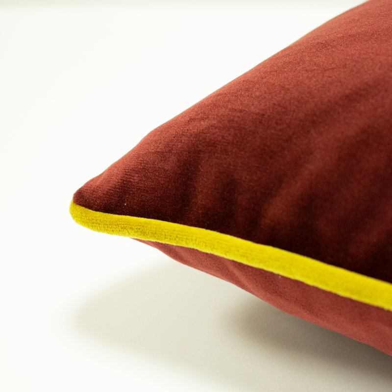 Geometric Square Cushion, Burgundy/Gold