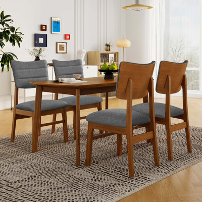 Ensemble de salle à manger de style campagne moderne avec structure en bois d'hévéa robuste et chaises rembourrées