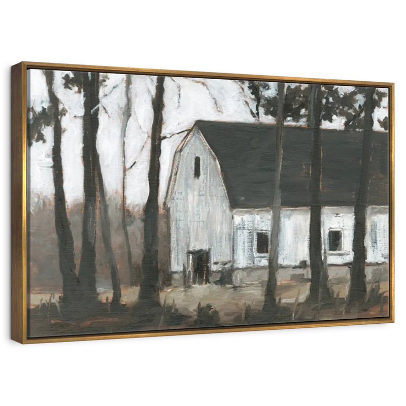 Autumn Barns I, Floating Frame Gold, 40" X 27"
