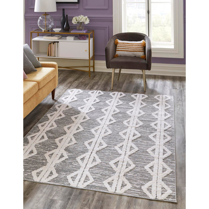 Tapis gris en coton Casa, Rectangle 5 pi 3 po x 8 pi