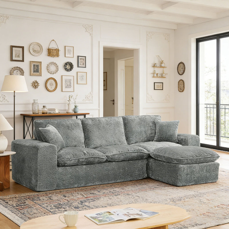 Canapé modulaire en L 107 po, Gris, 4