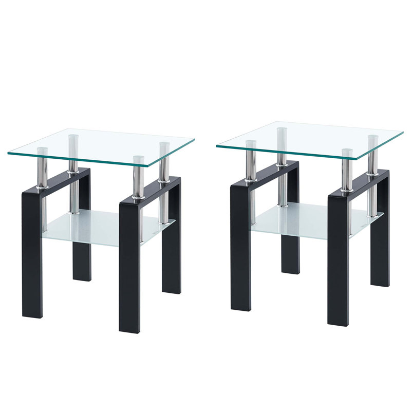 Clear Tempered Glass Sofa Side Table
