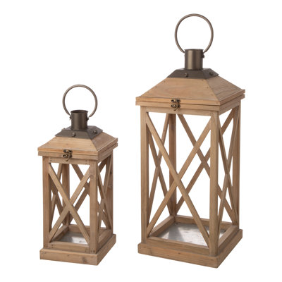 Wood and Metal Indoor and Outdoor Tabletop Lanterns