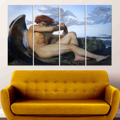Fallen Angel Canvas: Alexandre Cabanel Art, Tempered Glass Wall Decor,4P Wrapped Canvas