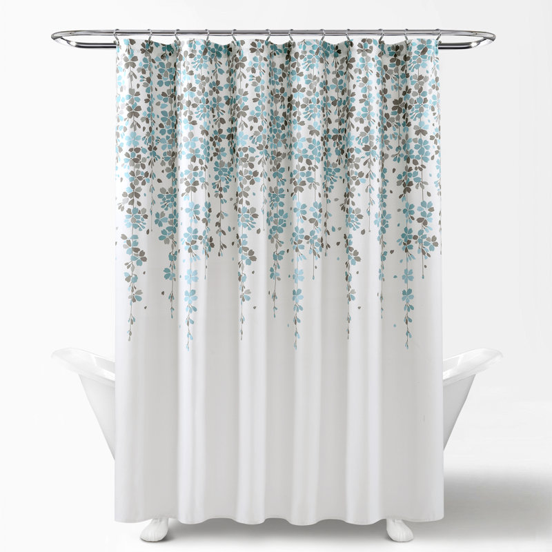 Weeping Flower Floral Single Shower Curtain, Blue