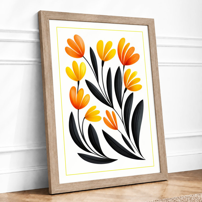 Golden Tulip Arrangement Botanical - Framed Print, A1 - 84.1 x 59.4 cm, Oak