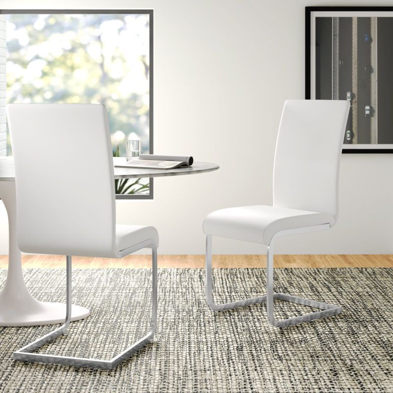 Chaise d'appoint rembourrée Steelman, Blanc, Argent