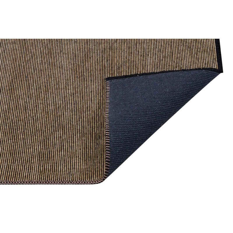 Organic Antiallergic Beige Color Carpet Machine Woven Polyester Washable Area Rug, Runner 3'3" x 9'10"