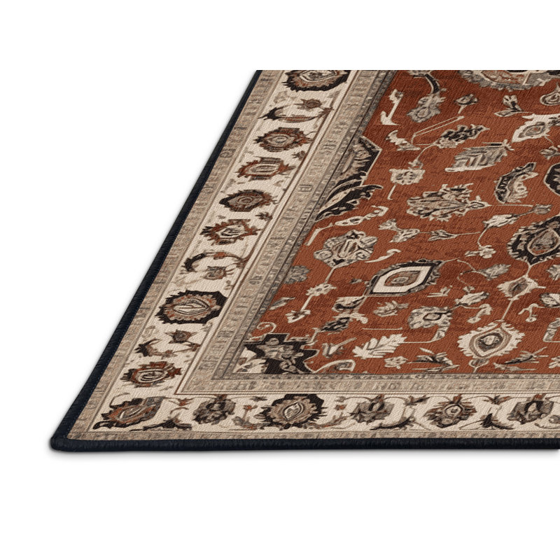 Machine Washable Persian Brown Area Rug, Square 3'