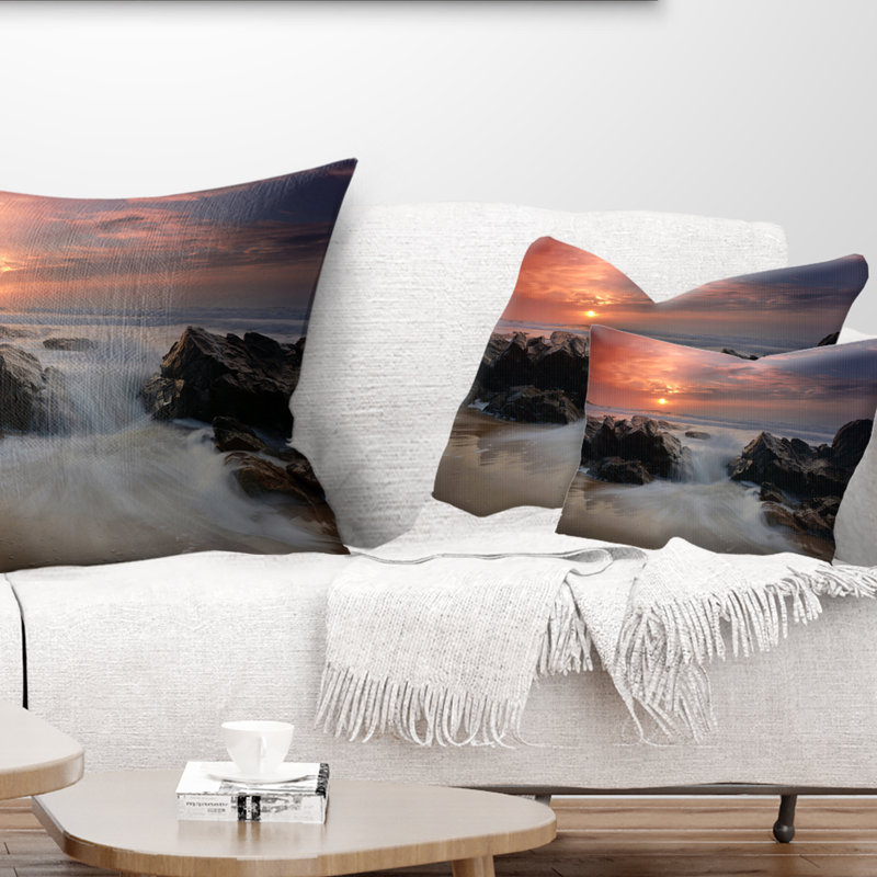 Coussins vagues de mer en mer entre les roches, Rectangle 12" x 20"