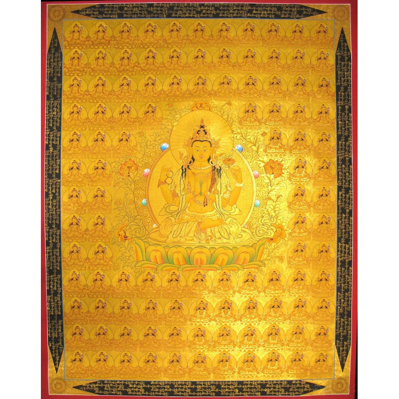 108 Chenrezig Thangka (Thangka sans brocart)
