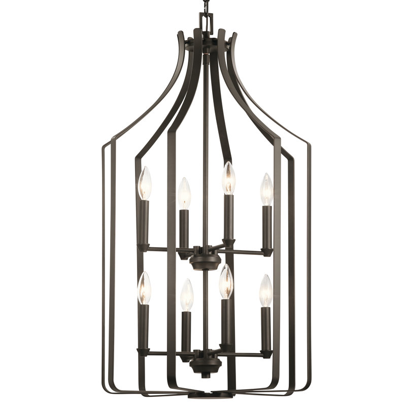 8 - Light Lantern Geometric Chandelier, Olde Bronze