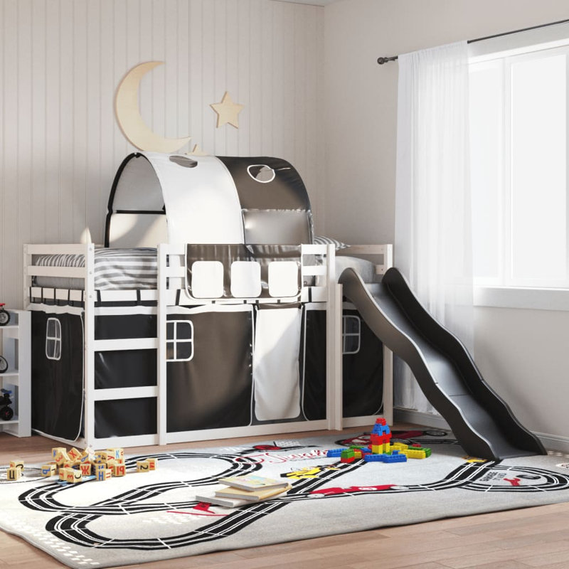 Pocono Bunk Bed Themed Beds with Trundle Included, Black, White, Single (90 x 190 cm)