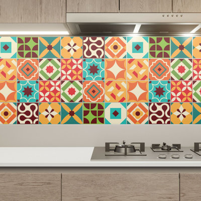 Self Adhesive Wall Tile Sticker Set 15cm x 15cm PVC 