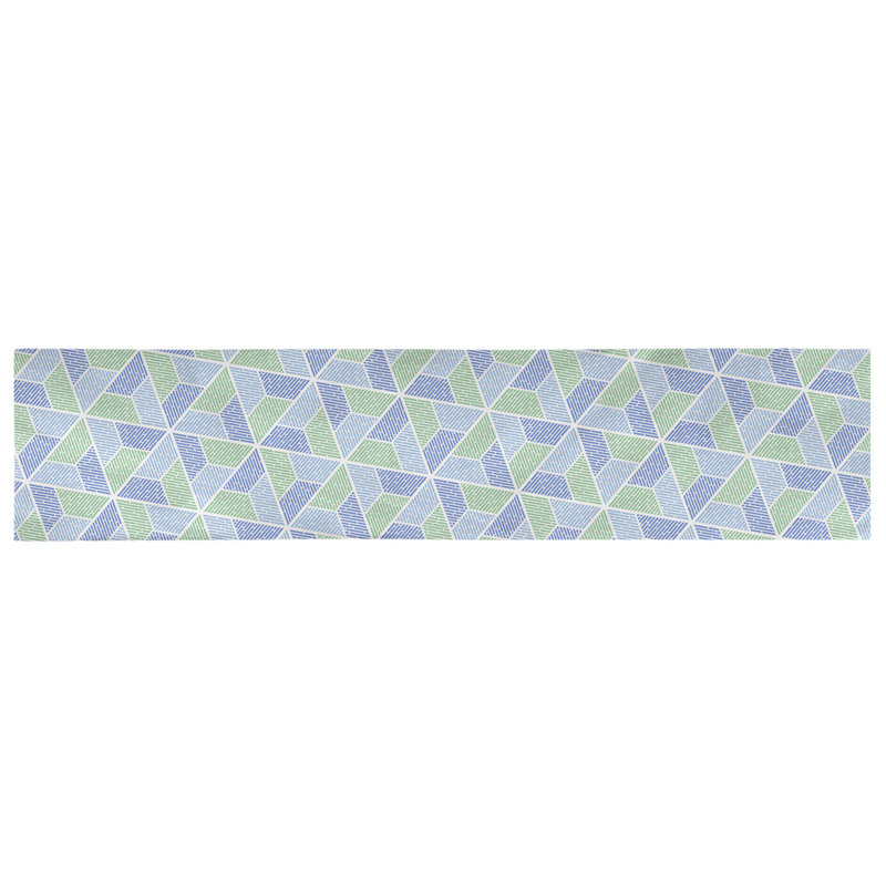 Avicia Table Runner, 72" x 16", Polyester, Blue/Green