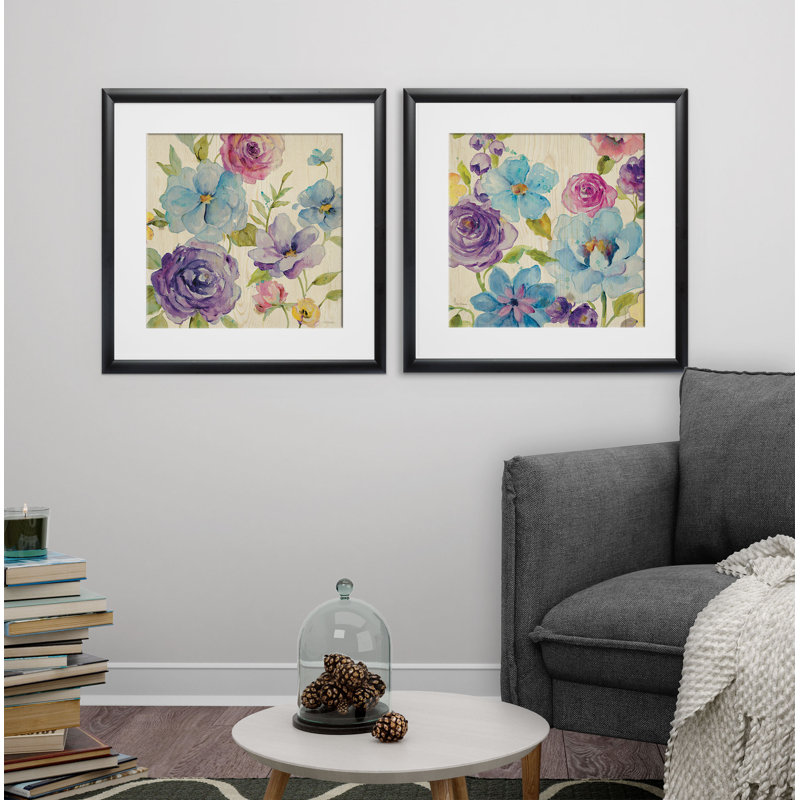 " Flower Medley " 2 - Pieces, Black Framed