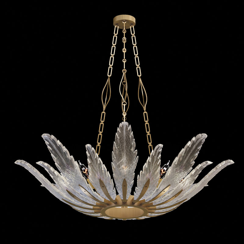 Lustre rond 39 po Plume, Doré