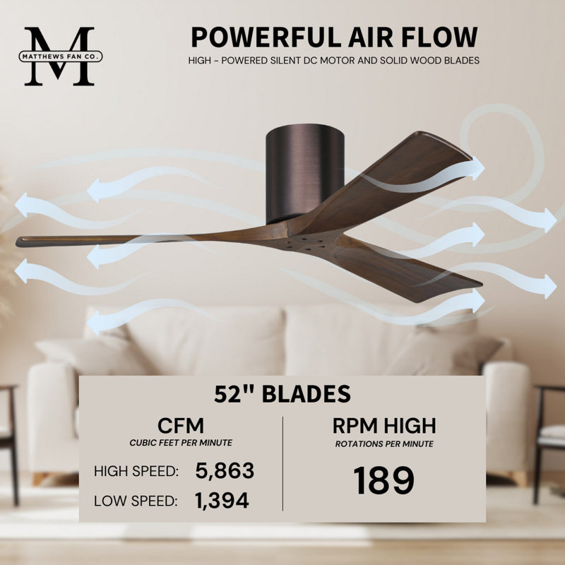 Irene Ceiling Fan, Brushed Bronze, Walnut Tone, 52"