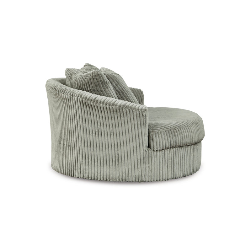 Fauteuil d'appoint rond surdimensionné de 55 po gris Lindy, 3 coussins décoratifs
