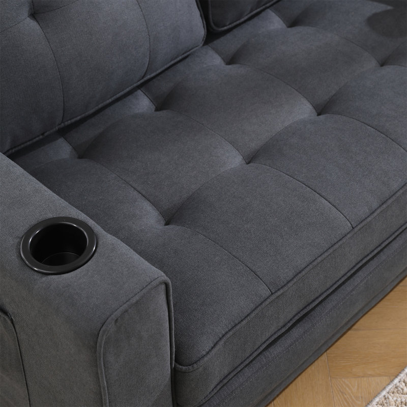 Canapé-lit convertible 3-en-1 avec futon, Gris foncé
