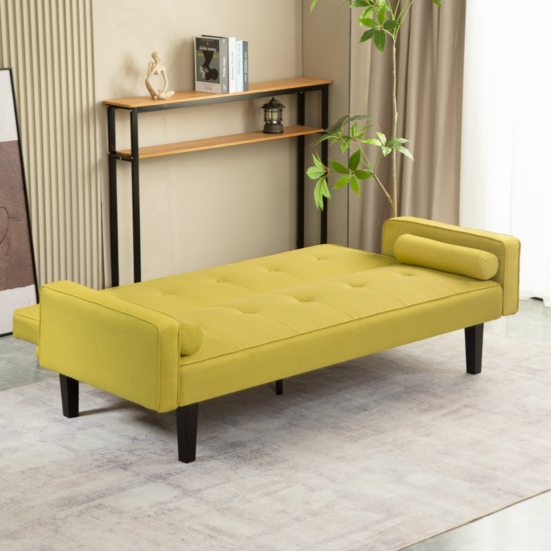 Console en bois massif 71,65 po Trayon, Mélange de lin jaune