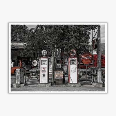 Retro Black And Red Gas Pumps - Single Picture Frame Print