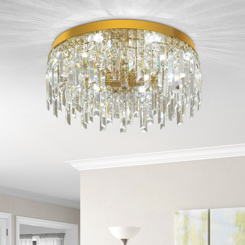Retsof 1 - Light Crystal LED Chandelier, 20cm H x 50cm W x 50cm D, Gold