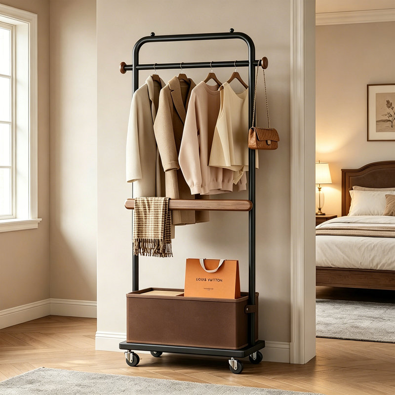 Entryway Coat Rack Storage Organizer, Black
