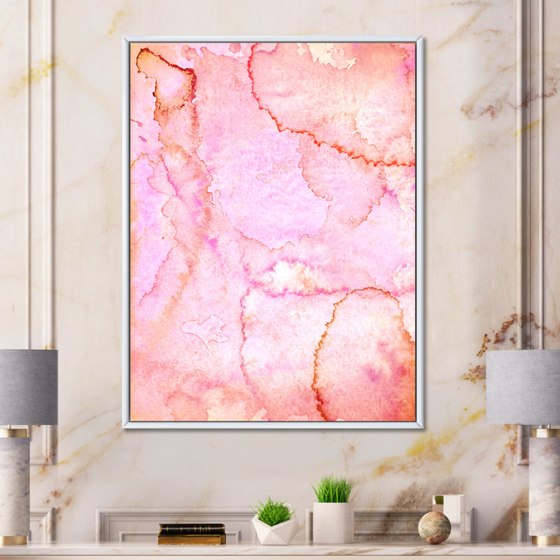 Rose et orange, reproduction d'art sur toile moderne, H 36 po x l 24 po x P 1 po, Toile avec cadre flottant blanc