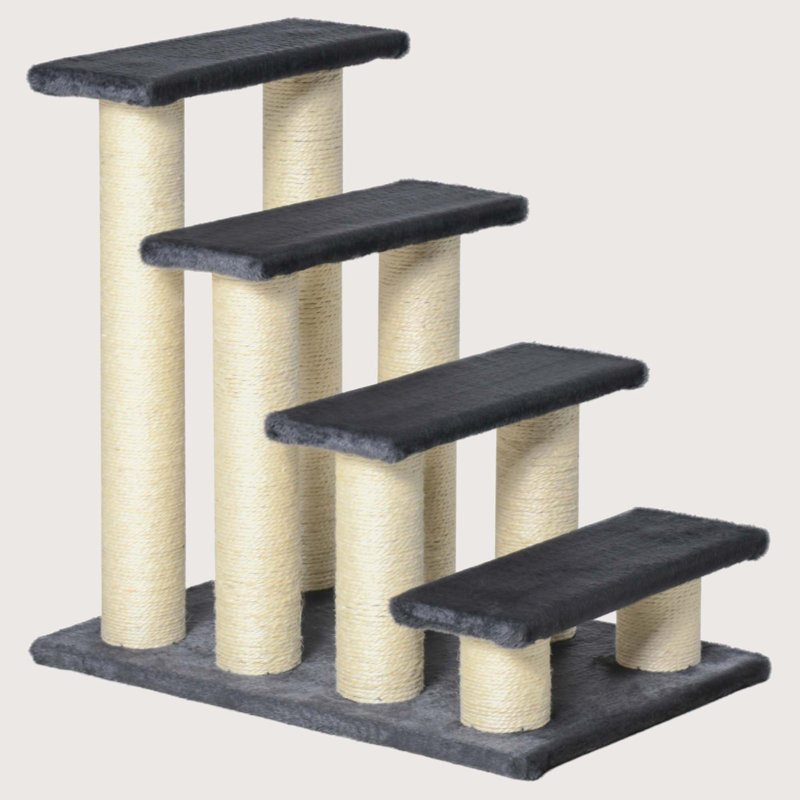 Gray Sisal Stair-Shaped Cat Tree with Scratching Posts