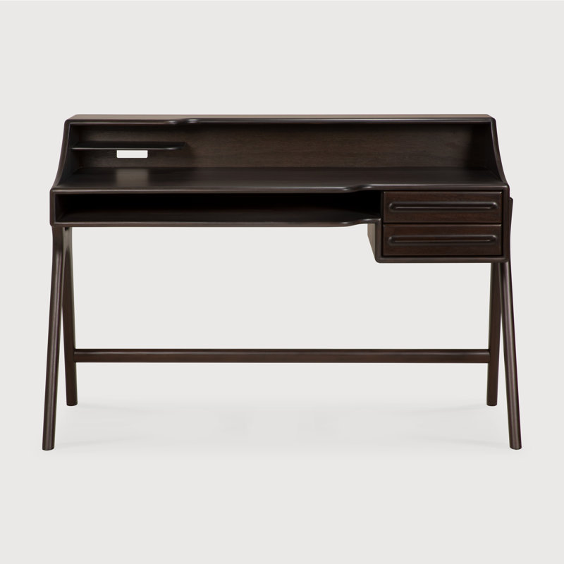 Flow desk - varnished mahogany - rose brown - 2 drawers - rectangular, Rose Brown