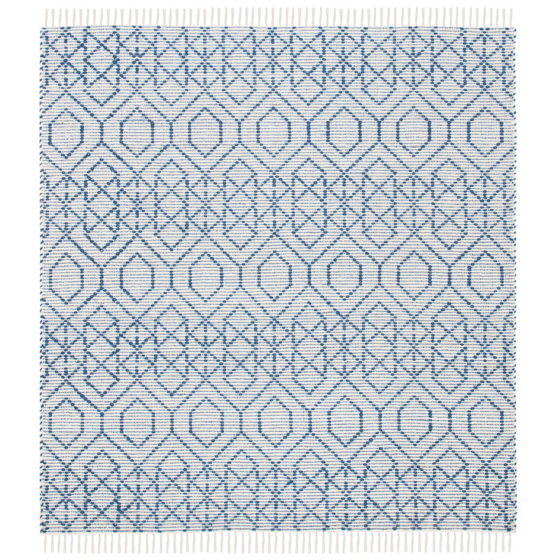 Montauk Hand Loomed Cotton Geometric Rug, Square 6'