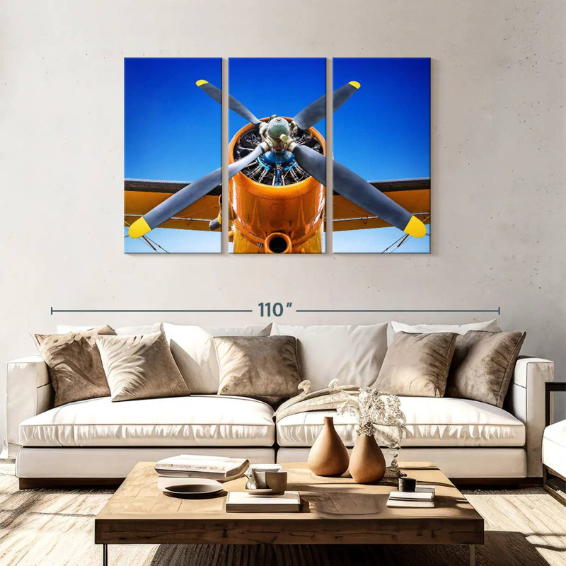 Mehar Yellow Tipped Propeller Plane, 48" H x 74" W