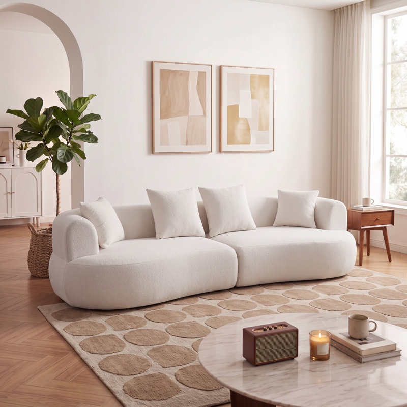 Canapé modulaire incurvé de 122 po avec siège profond et siège en sherpa de 122 po