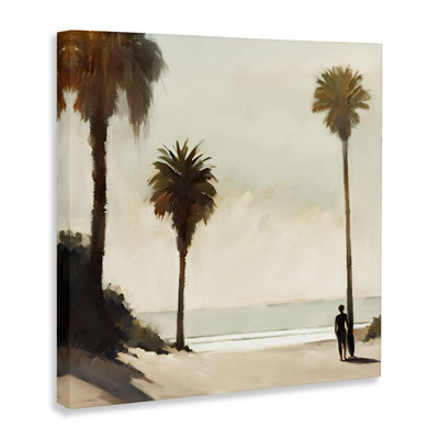 Surfer with Tropical Palms Canvas Wall Art by Noah Bay -  Bay Isle Home™, 07A523B5FC8E44A0B19A83898426DF65