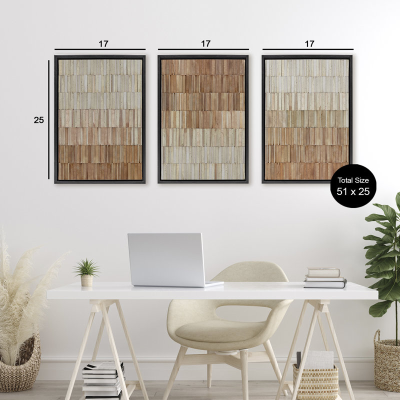 Ensemble de cadres flottants carrelés en terre cuite 3 pièces, design par Flora Kouta, Cadre flottant noir de jais