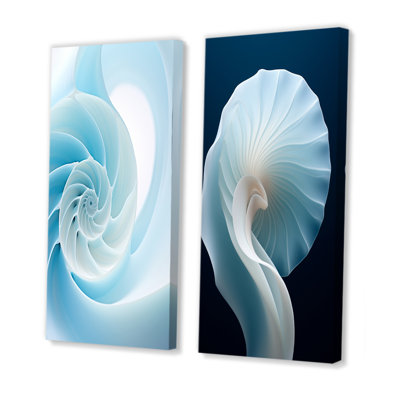 Abîme azur, Nautilus Spiral - ensemble d'art mural sur toile Nautilus, 2 pièces